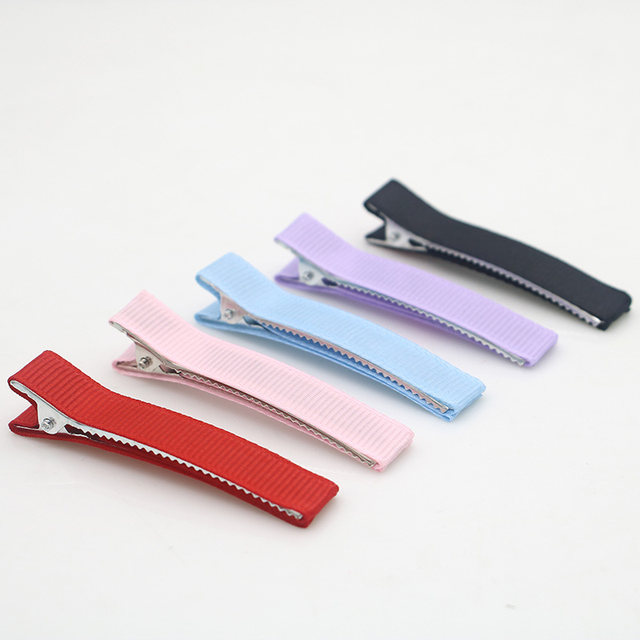 6CM colored bag cloth thickened double fork collet headdress hair accessories handmade hair clip hair clip DIY material side clip 30 pieces