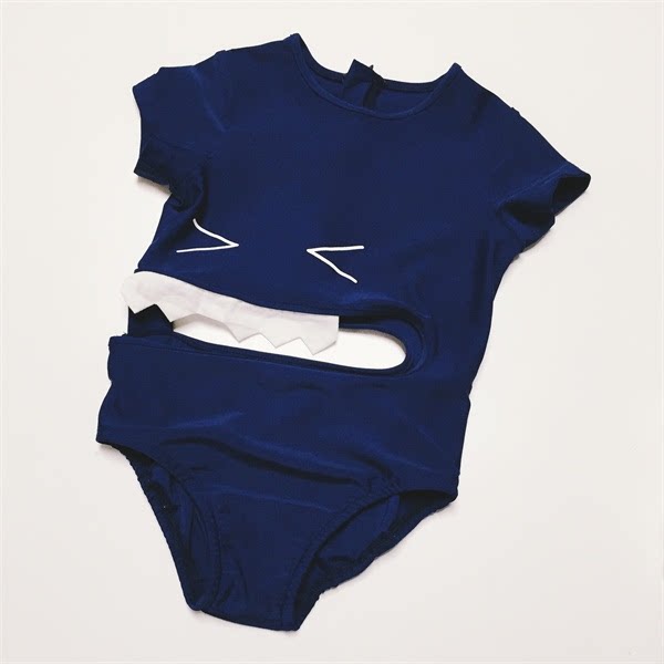 Yimei Family Infant Boy, Baby and Female Baby Swimsuit Shark Cartoon Triangle Swimming Swimming Swimming Swimsuit Children's Swimsuit
