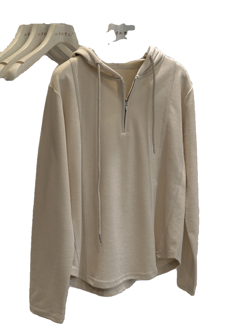 Good products are highly recommended ~ 2024 early spring Korean version solid color semi-zipper hoodie for women versatile casual bottoming shirt top