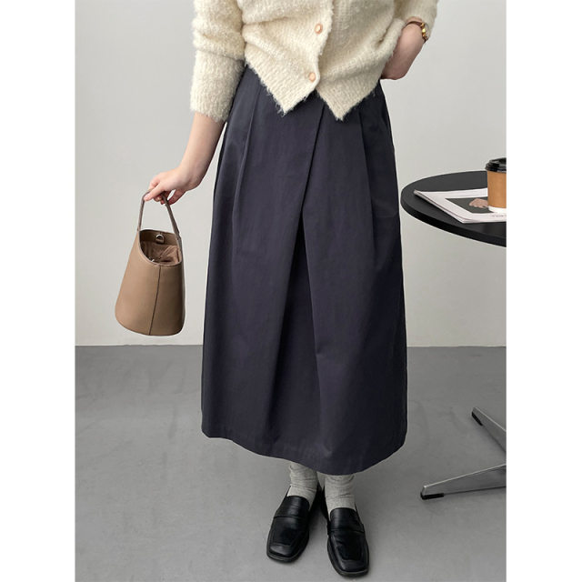 2025 spring boutique casual commuting fashionable large size design sense irregular pleated A-line umbrella skirt skirt for women