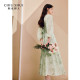 Qiushui Yiren's temperament commuting dress 2025 early autumn new fashionable clear and elegant smudge printed skirt