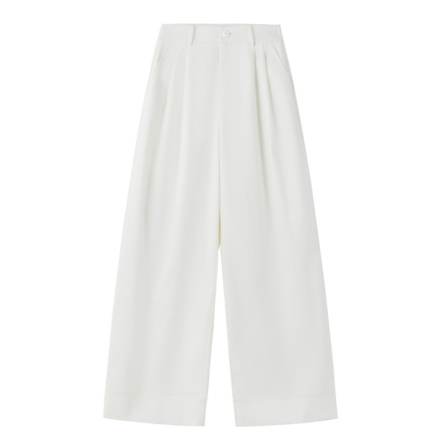 Qiushui Yiren H-shaped wide-leg real pocket casual pants 2025 early autumn new women's casual simple versatile trousers