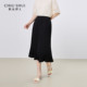 Qiushui Yiren Fashion A-line Skirt Black Mid-length Skirt 2025 Summer New Fashion Pleated Skirt