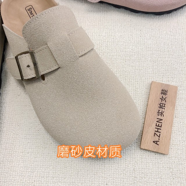 Thick bottom Bolken shoes half dragging round -headed slippers A soft bottom anti -sliding retro women's shoe bag head dragging foreign trade tide
