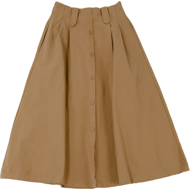 DearClin workwear cotton-skinned fur skirt for women high waist retro button skirt A-line umbrella skirt versatile long skirt