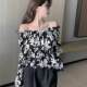 
One-length chiffon shirt for women long sleeves 2024 spring and autumn new French floral short shirt for women design niche