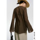 KOKIA spot hazy and skinny cross yarn hand sewing lace flower flared sleeve streamer V-neck shirt