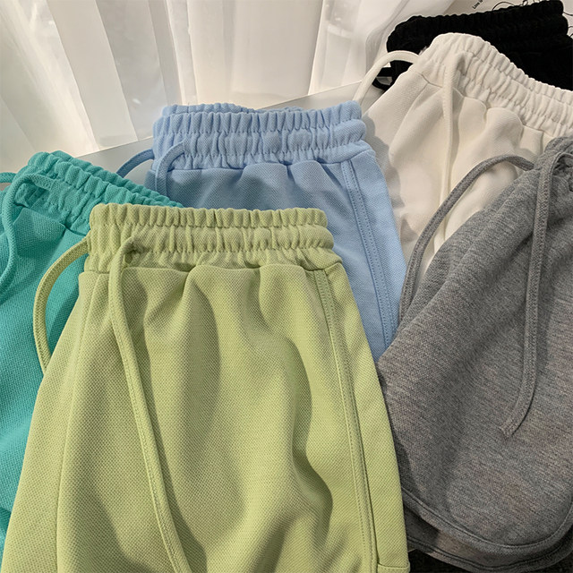 White gray sports shorts for women in summer loose wide-leg pants thin solid color high waist casual home a-line hot pants