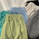 White gray sports shorts for women in summer loose wide-leg pants thin solid color high waist casual home a-line hot pants