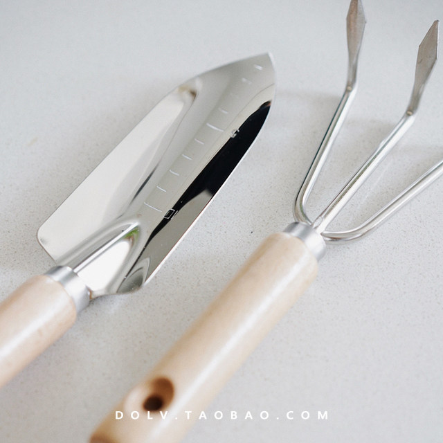 DOLV Home and Garden Soil Shovel Tool Set, Protective Gloves, Stainless Steel Digging and Moving Potted Plants