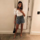 Spot KSUBI high waist light blue cotton asymmetrical breasted slim high legs long wrap mini denim skirt
