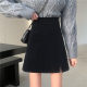Large -size retro light core skirt autumn and winter split A -line skirt High -pocket hip is thin, a thin skirt fat mm tide