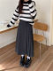 Fat mm woolen pleated skirt long autumn and winter thick large size irregular A-line skirt for women slim and versatile long skirt