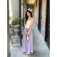 Island satin sparkling elastic waist skirt summer new style flowing sweet temperament drooping A-line long skirt