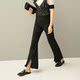 2024 Autumn and Winter Women's Roman Cotton Micro-Flame Trousers with Slit Black Slim Cropped Pants High Waist Pack Big Size Elastic