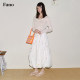 Fano French elegant romantic niche custom printed lace-up white flower bud skirt for women 2025 summer