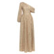 dress2024 European and American new sexy one-shoulder long-sleeved model sequin slim fit off-shoulder high-end