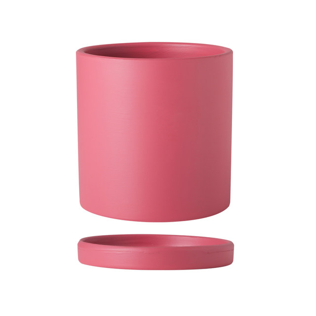 Morandi clay straight cylinder cylindrical Nordic colorful flower pot indoor succulent flowers and green plants simple pot with tray