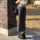 Spring and summer wool warm straight and versatile thick hip-covered one-step skirt long skirt long skirt H-shaped commuting women