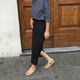 Spring and summer Roman cotton straight pencil slim high waist elastic mid-length skirt long skirt small black skirt large size