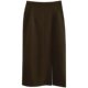 Spring and summer long skirt A-shaped high waist commuter chocolate brown suit irregular front slit skirt straight zipper