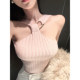 
Dust Deng Deng knitted halter top for women 2025 autumn and winter new sexy inner tube top short camisole