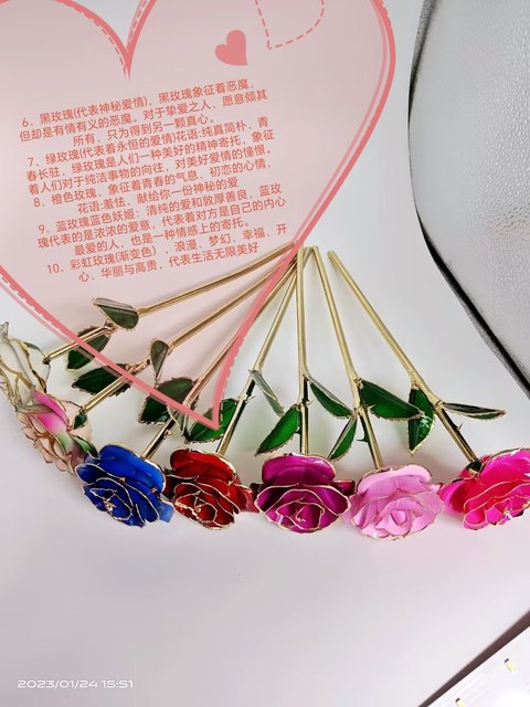 24K gold-plated rose desktop ornaments Valentine's Day gift for girls Best friend's birthday gift wedding anniversary lettering
