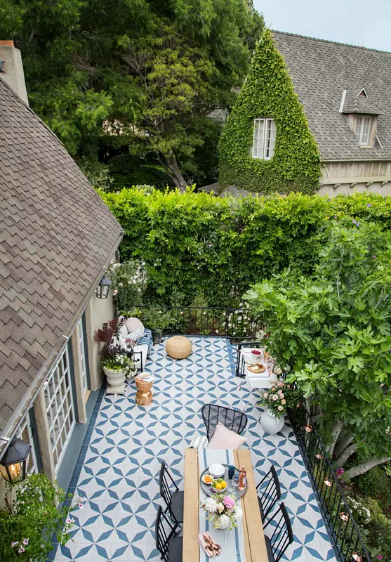 法式复古小花砖0北欧花园现代地砖庭院防滑瓷砖阳台花片地板