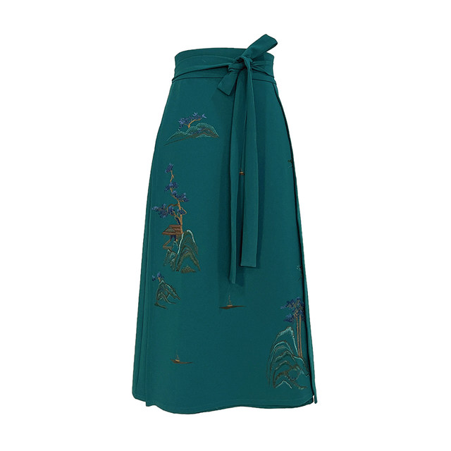 Autumn new skirt comfortable versatile classic mid -length, thin waist seal high -waist A -line, temperament half skirt