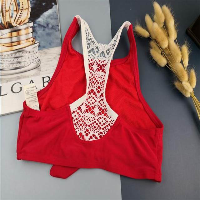 5-16-year-old European and American middle-aged girls with triangle split swimsuits, cute red student bikini summer swimsuits