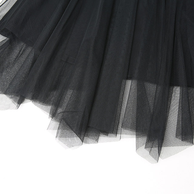 Vankai Half skirt 2024 Winter elegant temperament mesh pleated double -layer loose waist skirt autumn and winter French skirt