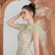 Vietnamese niche Qtran 2023 New Fresh Fresh Fresh Flower Flower Thin Gauze Lotus Leaves Sleeve Sleeping

