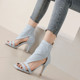 Open toe sandals for women summer hollow jazz dance high heels square toe fish mouth sandals heels dance shoes large size