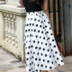 JUJU Custom French Retro All-match Skirt Large Polka Dot Satin Chiffon Mid-length Elastic Waist Big Skirt