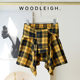 New summer original plaid irregular short skirt sports strap elastic A-line fake two-piece skirt