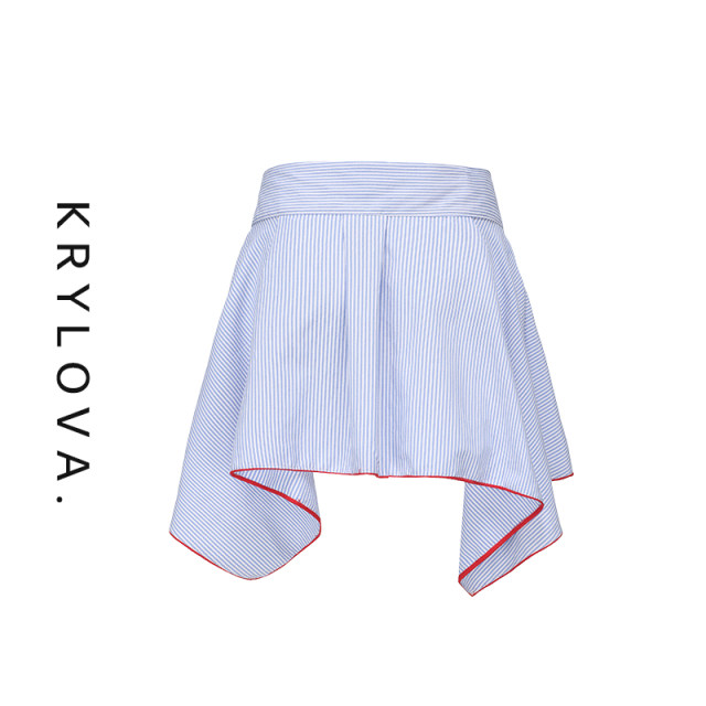Spring new style striped one-piece lace-up skirt fitness sports dance cross skirt A-line slimming irregular hip coverage
