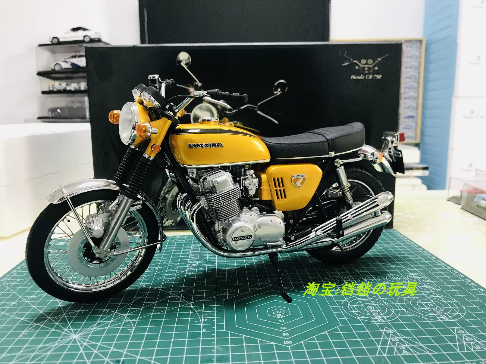 1 6 迷你切本田honda Cb750 摩托车合金汽车模型黄色绝版