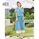 Oece retro skirt summer new women's French lace splicing skirt high-waisted midi skirt
