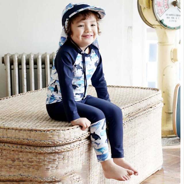 Children's swimsuits, men's split quick-drying casual surfing suits, baby boy 3 long sleeves, long trousers, sun protection swimsuit suits, 6 years old