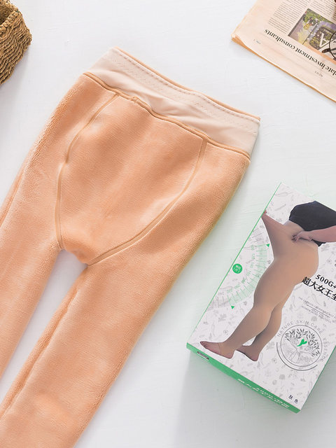 Winter ultra-thick red pepper flesh-colored leggings for women with ...