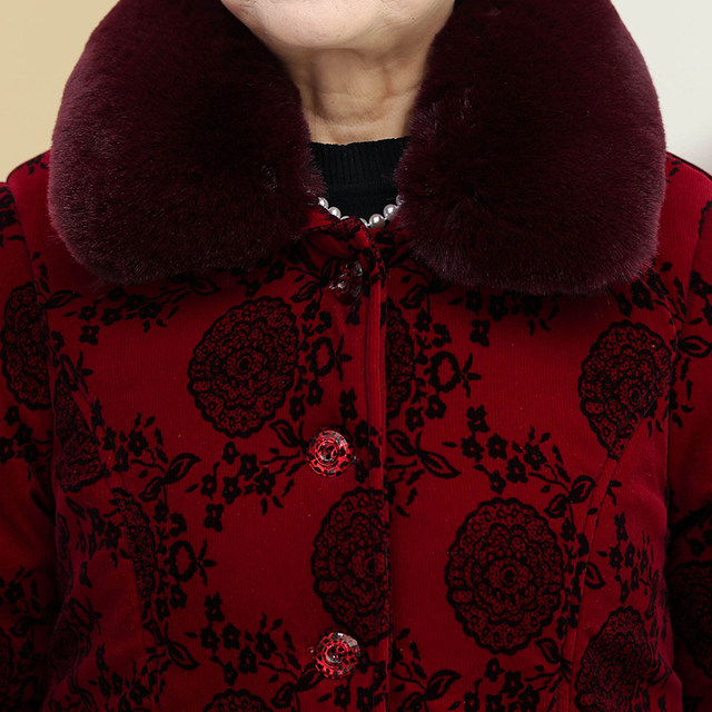Older women's winter clothes, cotton jacket, grandma's cotton jacket, 70-year-old 80-year-old old lady cotton jacket, mother plus velvet thick clothes