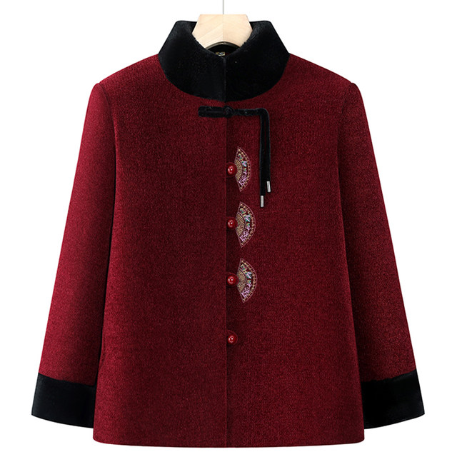 Grandma's winter clothes cotton coat, middle-aged and elderly cotton clothes, mother's cotton jacket, plus velvet thickened jacket, old lady's large-size clothes
