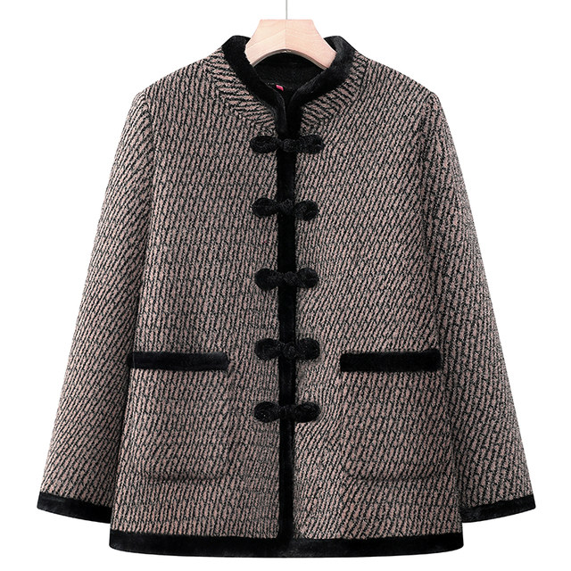 Grandma in autumn and winter, female middle -aged and elderly, high -end mothers in winter and velvet new velvet, old lady keeping warm clothes
