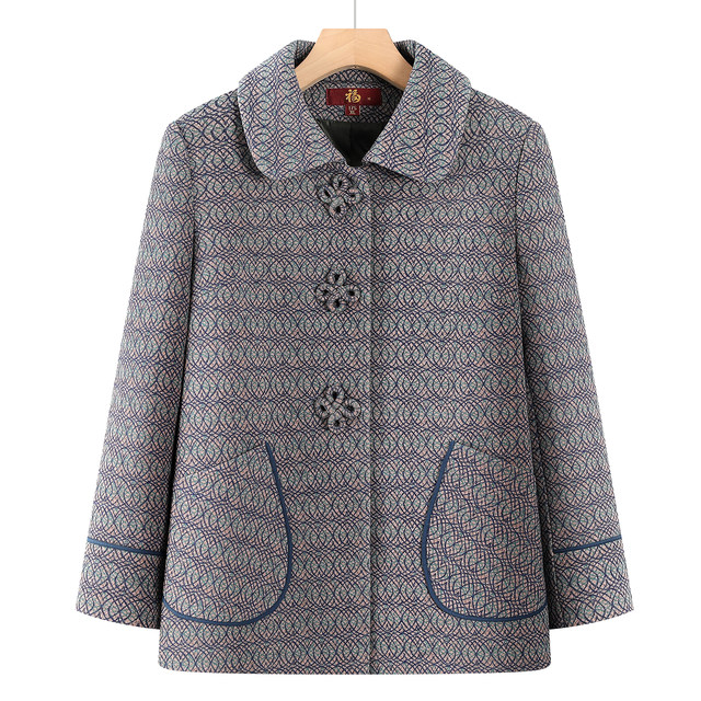 Mom autumn lapel coat middle-aged and elderly women's clothes old lady clothes 60 years old 70 grandma spring and autumn casual top