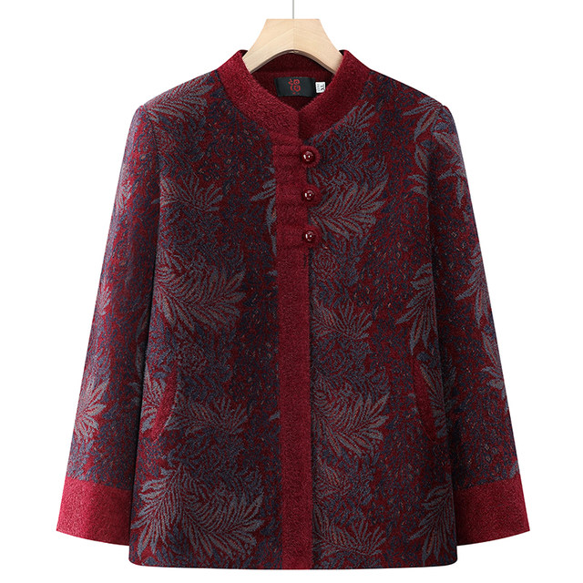 Grandma in autumn and winter, female middle -aged and elderly mother, winter clothes, velvet, thickened 70 -year -old 80 old lady wool, keep warm
