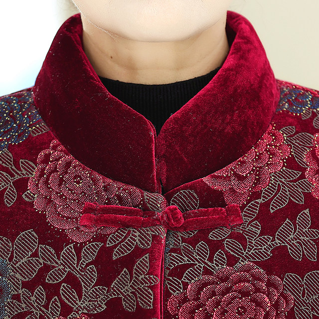 Older women's winter clothes, grandma, cotton coat, plus velvet, thickened jacket, old lady's cotton jacket, 70 years old, 80 mother's winter clothes