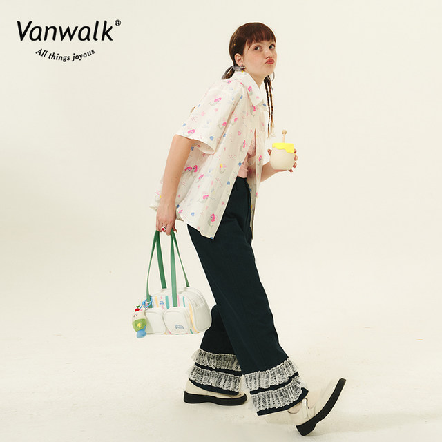 Vanwalk Xiawa Tea Japanese Sweetheart Girl Shoulder Axillary Bags Cute Food Pendant Tot Bag Large Capacity