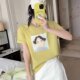 American retro sweet cartoon character pattern printed short-sleeved T-shirt for women in summer design gray white top