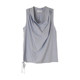 Blue swing collar sleeveless vest for women in summer design niche high-end Korean style fashionable loose drawstring top