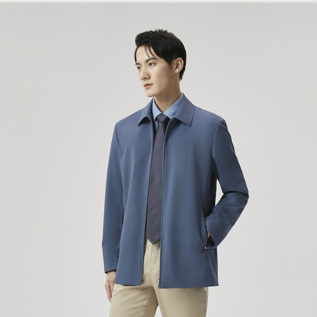 Jinba men's trench coat spring business lapel casual executive mid-length jacket
